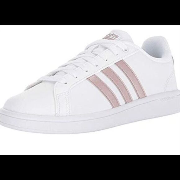 Adidas Cloudfoam Advantage Stripe White Lace-Up Sneakers 9.5 - Picture 1 of 10